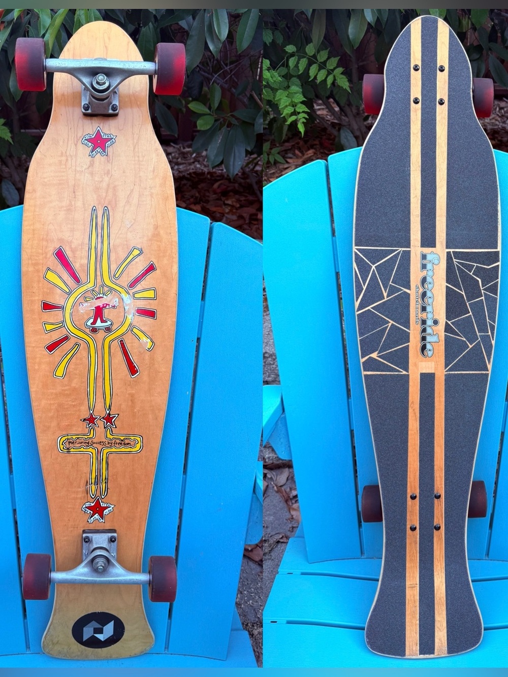 VINTAGE FREERIDE COMPLETE LONGBOARD SKATEBOARD 41” - 1990s KEITH HARING GRAPHICS